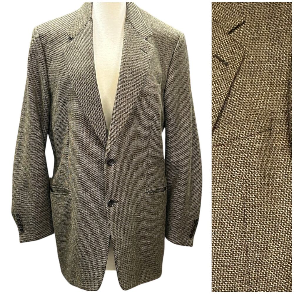 Canali Bloomingdales Tweed Blazer Mens 42L Pure Wool Italy 2 Button Herringbone